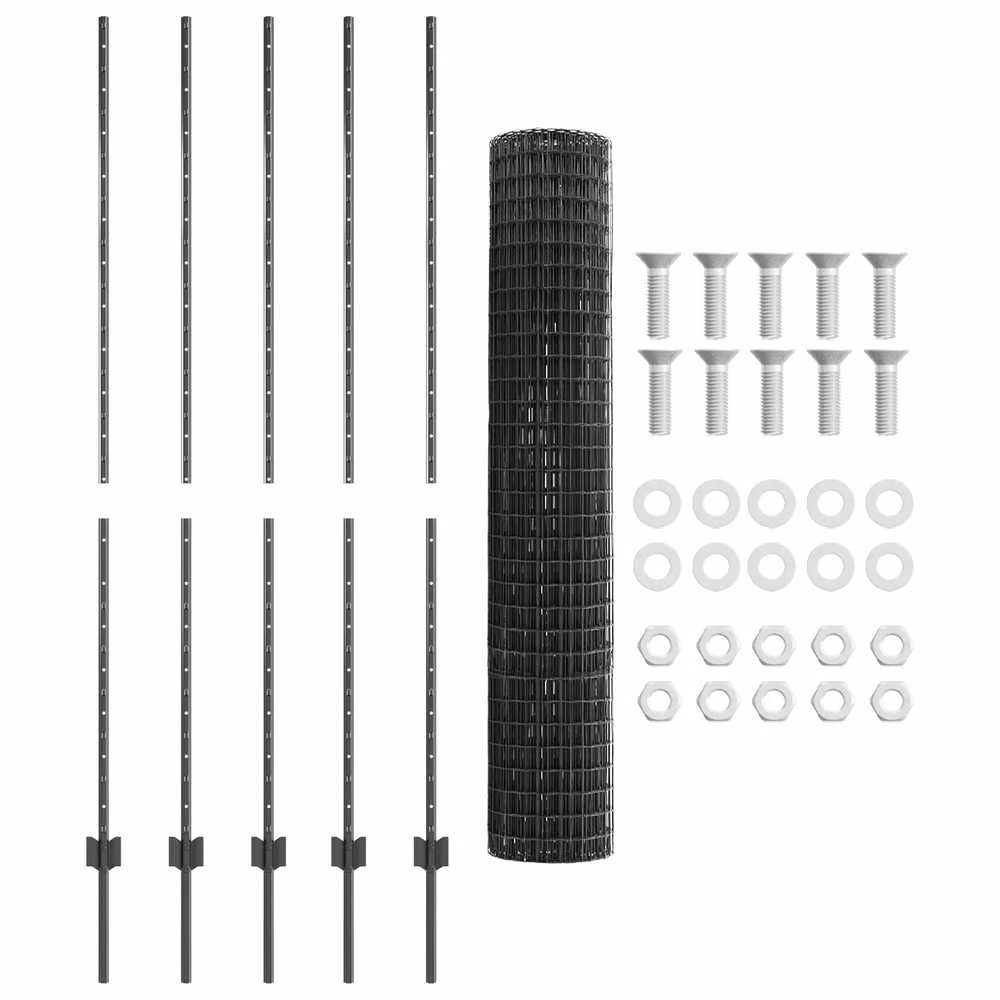 Euro tvoros su stulpu 10 x 1,5 m PVC dengtas plienas Pilka
