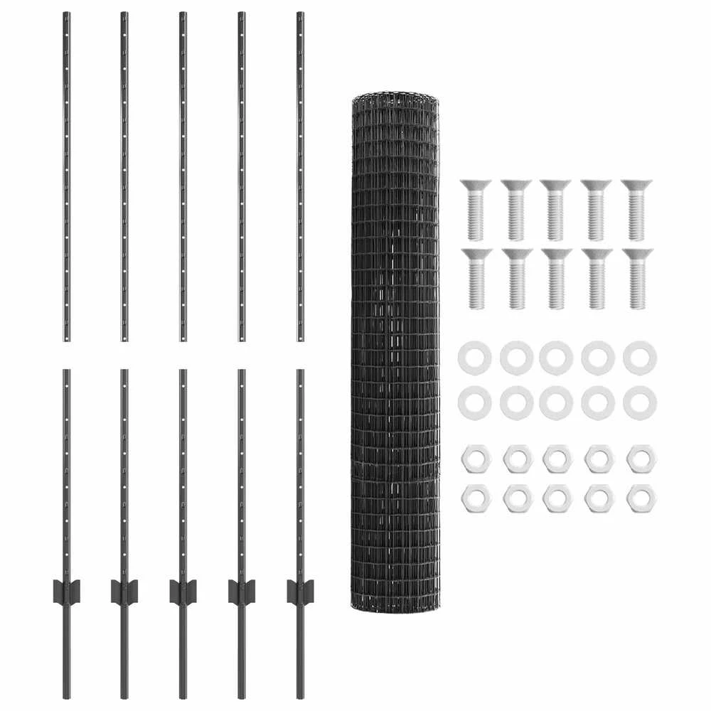 Euro tvoros su stulpu 10 x 1,4 m PVC dengtas plienas Pilka