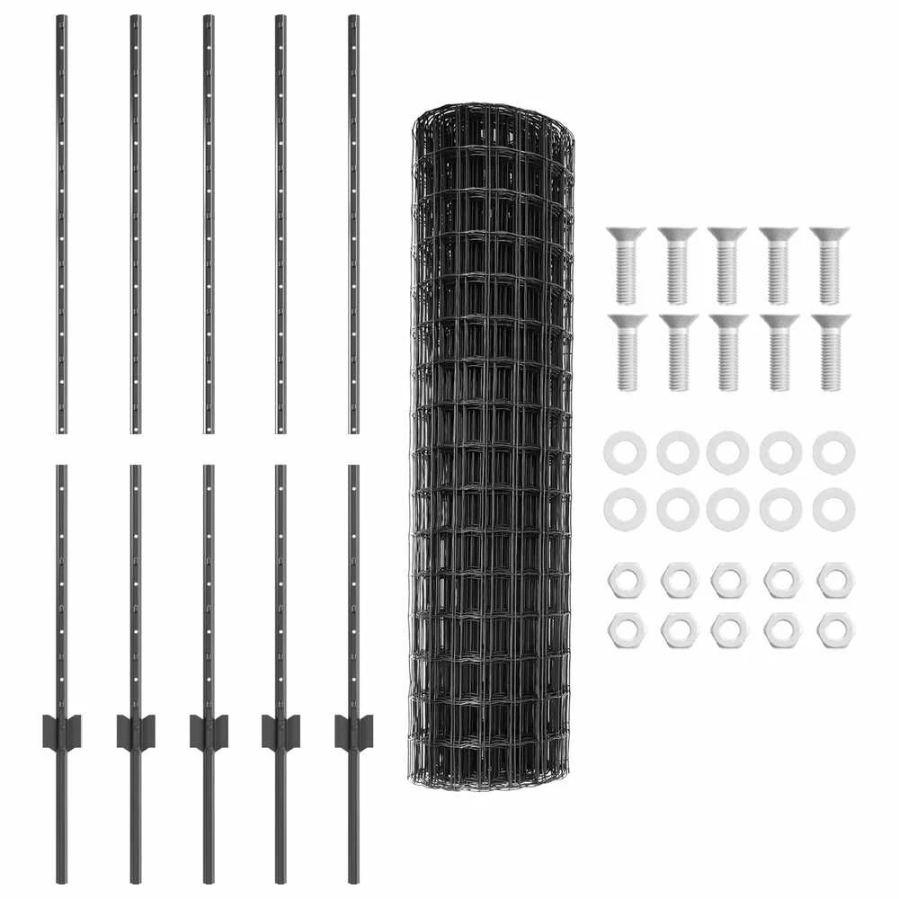 Euro tvoros su stulpu 10 x 1,2 m PVC dengtas plienas Pilka