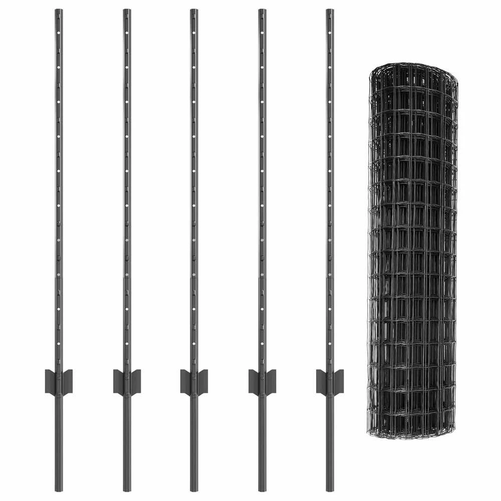 Euro tvoros su stulpu 10 x 1 m PVC dengtas plienas Pilka