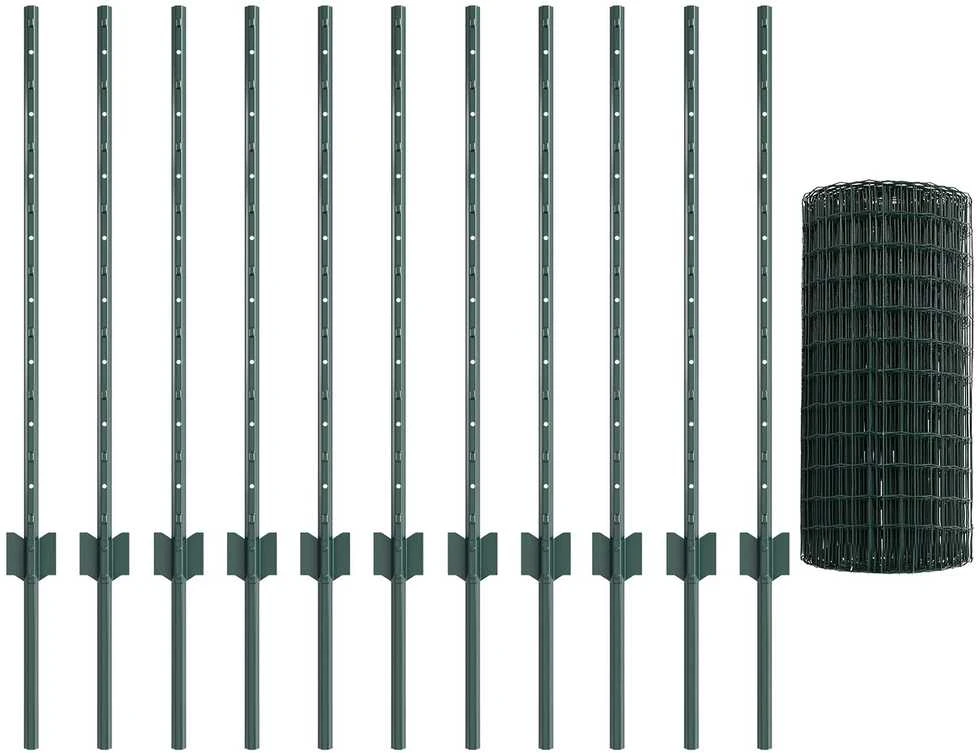 Euro tvoros su stulpu 25 x 0,8 m PVC dengtas plienas Žalia