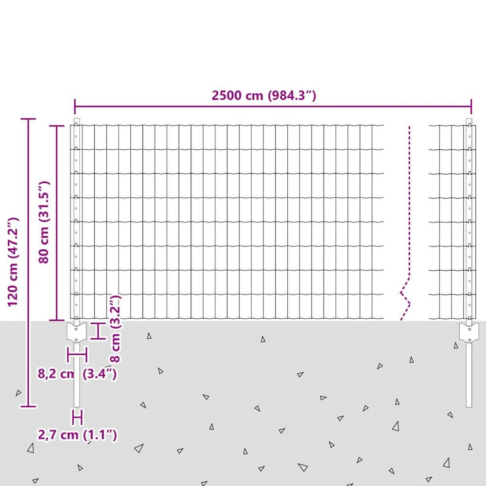 Euro tvoros su stulpu 25 x 0,8 m PVC dengtas plienas Pilka