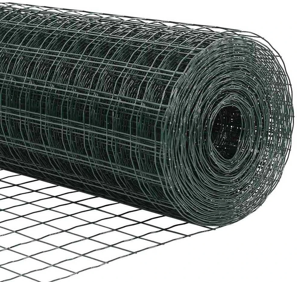 Euro tvoros su stulpu 25 x 0,6 m PVC dengtas plienas Žalia