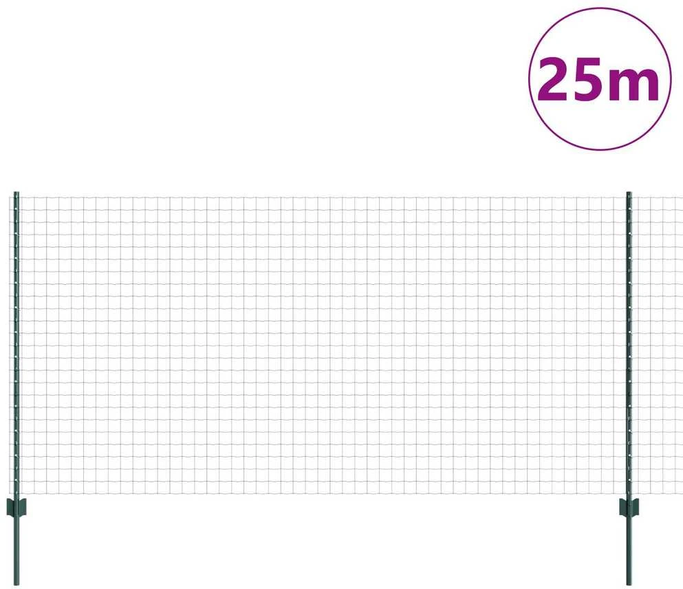 Euro tvoros su stulpu 25 x 1,2 m PVC dengtas plienas Žalia