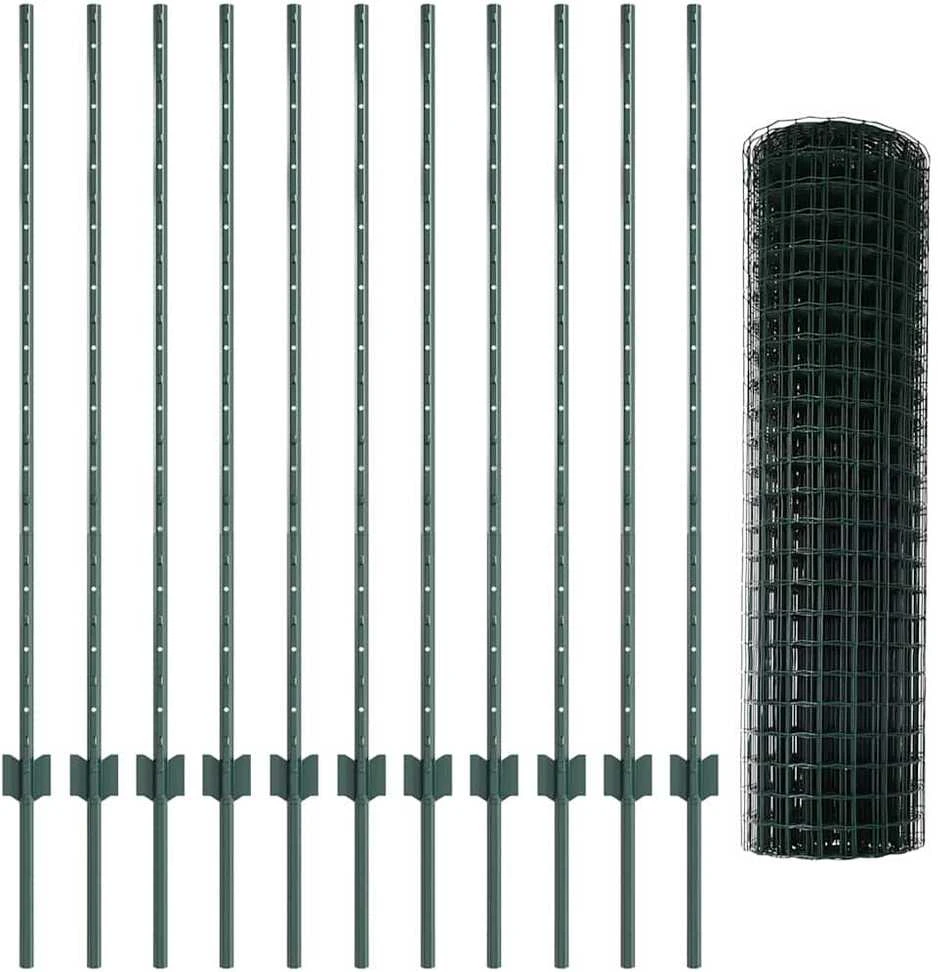 Euro tvoros su stulpu 25 x 1,2 m PVC dengtas plienas Žalia