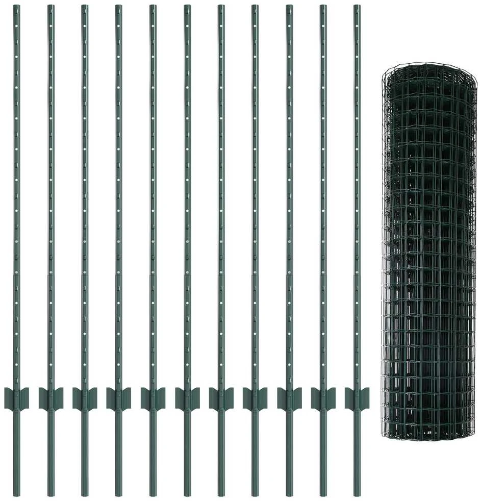 Euro tvoros su stulpu 25 x 1,2 m PVC dengtas plienas Žalia