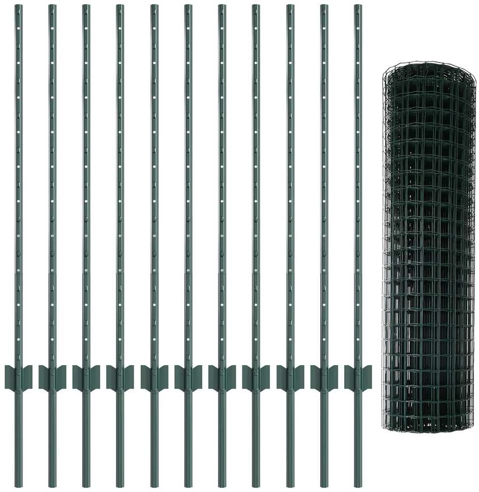 Euro tvoros su stulpu 25 x 1 m PVC dengtas plienas Žalia