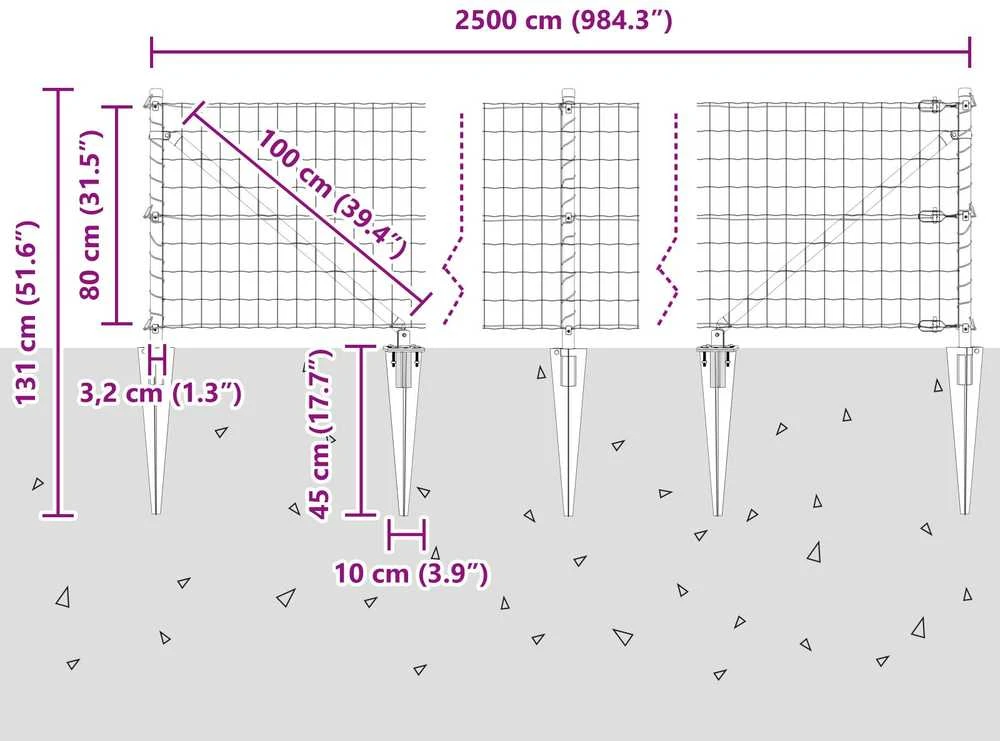 Euro tvora su smeigėmis 25 x 0,8 m PVC dengtas plienas Žalia