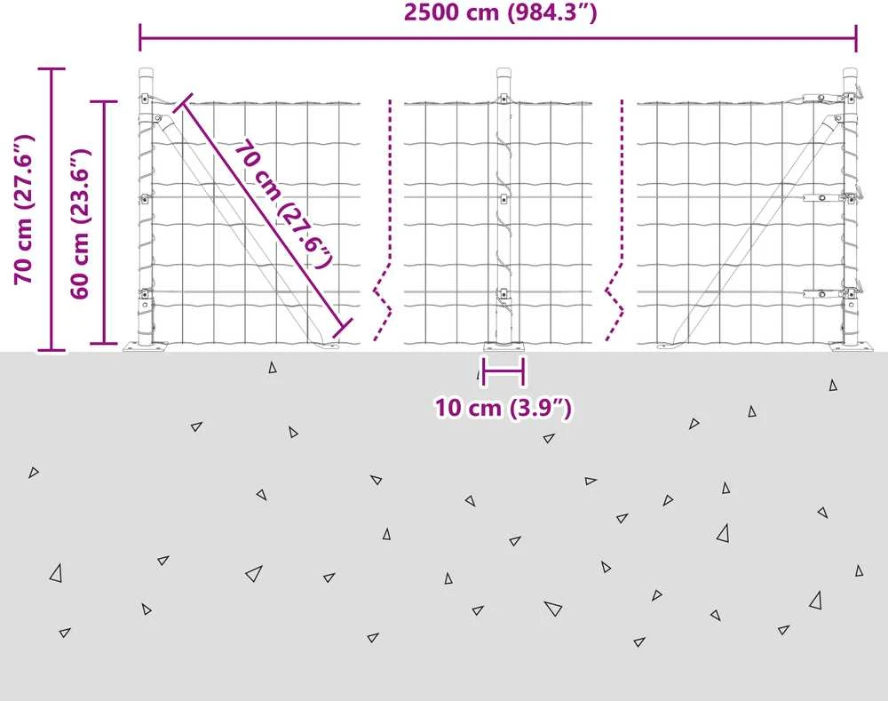 Eurų tvora su betono baze 25 x 0,6 m PVC dengtas plienas Žalia