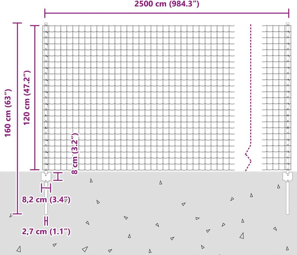 Euro tvoros su stulpu 25 x 1,2 m PVC dengtas plienas Pilka