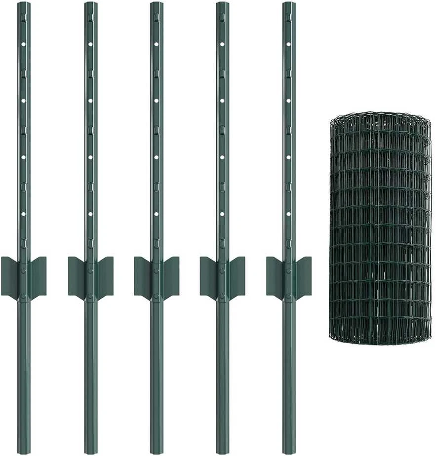Euro tvoros su stulpu 10 x 0,4 m PVC dengtas plienas Žalia