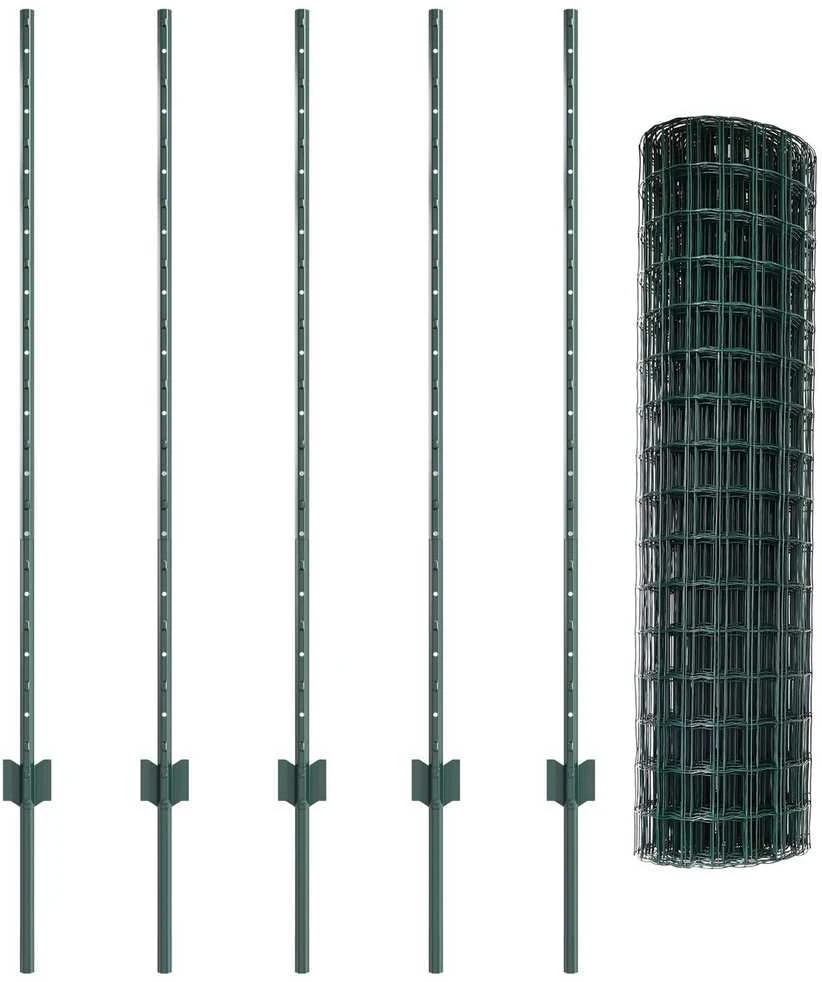 Euro tvoros su stulpu 10 x 1,2 m PVC dengtas plienas Žalia
