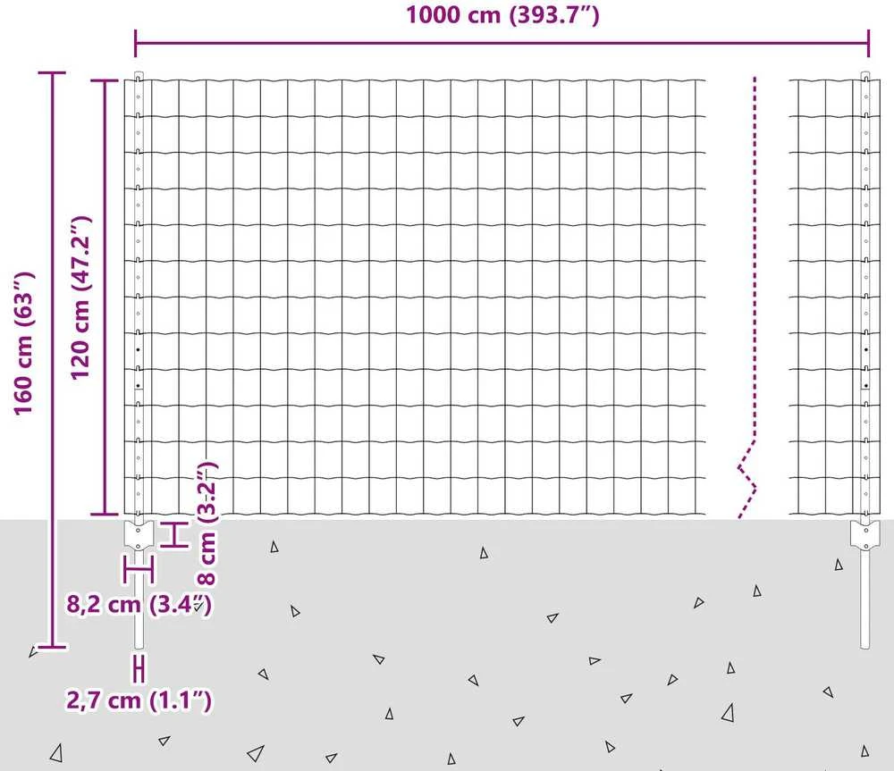 Euro tvoros su stulpu 10 x 1,2 m PVC dengtas plienas Žalia