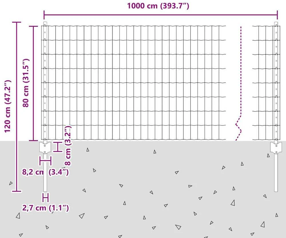 Euro tvoros su stulpu 10 x 0,8 m PVC dengtas plienas Žalia