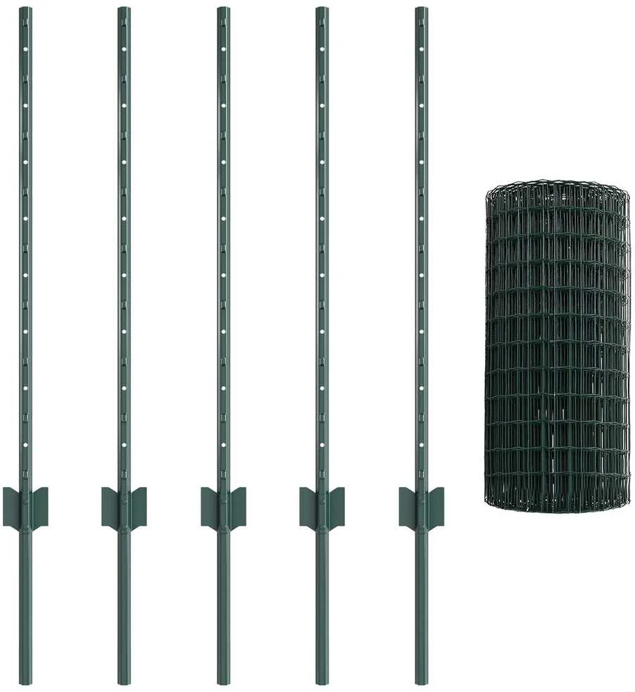 Euro tvoros su stulpu 10 x 0,8 m PVC dengtas plienas Žalia