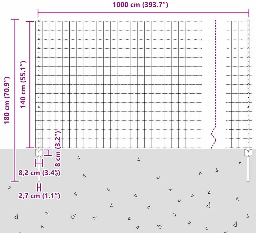 Euro tvoros su stulpu 10 x 1,4 m PVC dengtas plienas Žalia