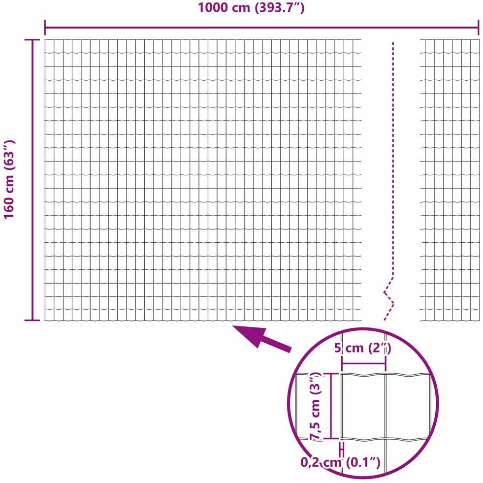Euro tvoros su stulpu 10 x 1,6 m PVC dengtas plienas Žalia