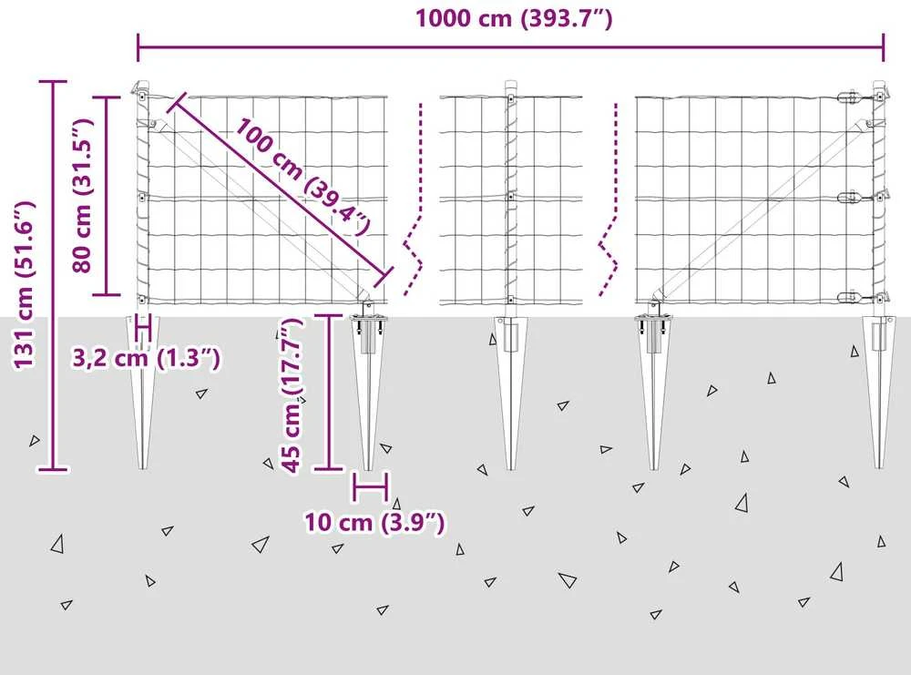 Euro tvora su smeigėmis 10 x 0,8 m PVC dengtas plienas Žalia
