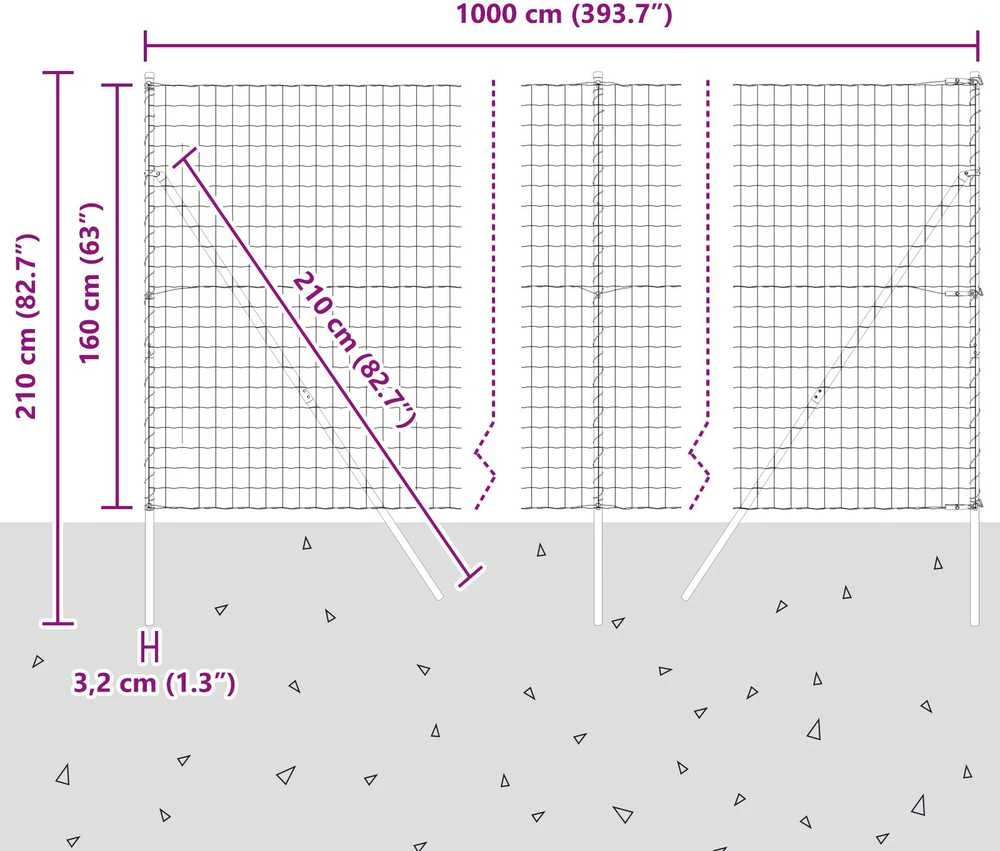 Euro tvoros žemės tvirtinimas 10 x 1,6 m PVC dengtas plienas