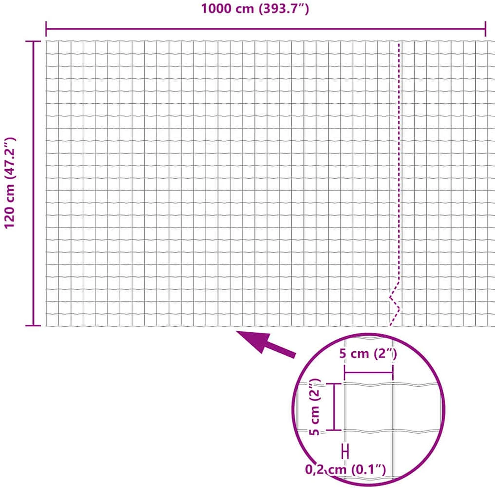 Euro tvora su smeigėmis 10 x 1,2 m PVC dengtas plienas Žalia