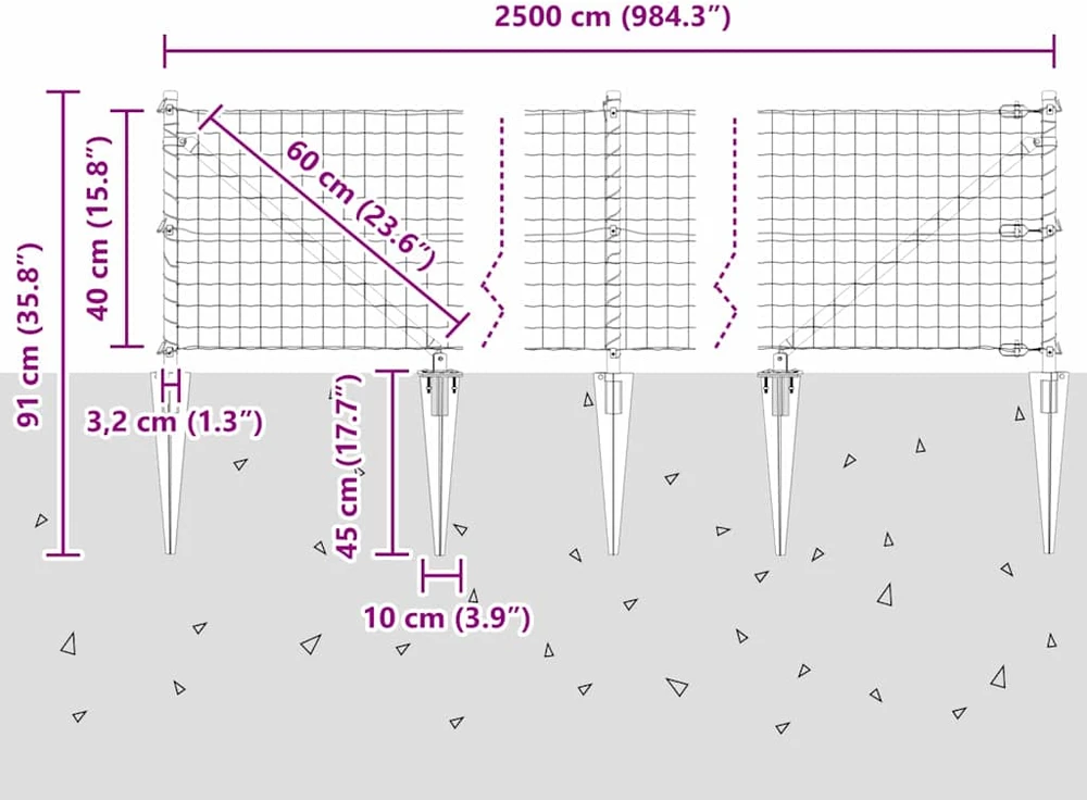 Euro tvora su smeigėmis 25 x 0,4 m Galvanizuotas plienas