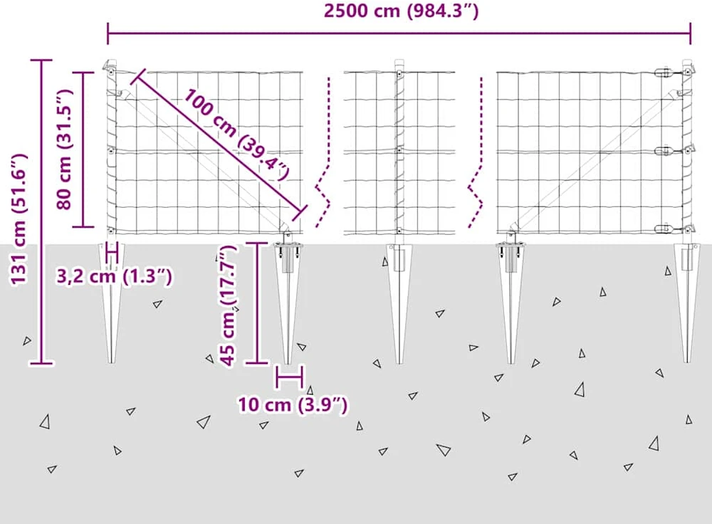 Euro tvora su smeigėmis 25 x 0,8 m PVC dengtas plienas Žalia