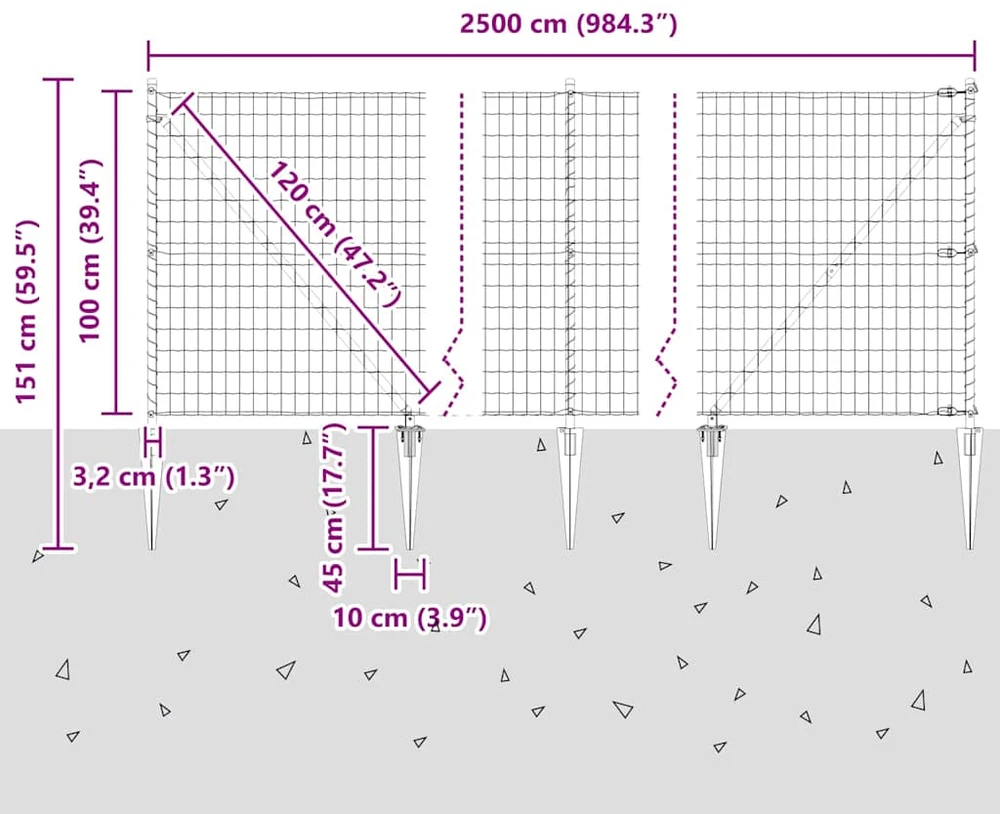 Euro tvora su smeigėmis 25 x 1 m PVC dengtas plienas Žalia