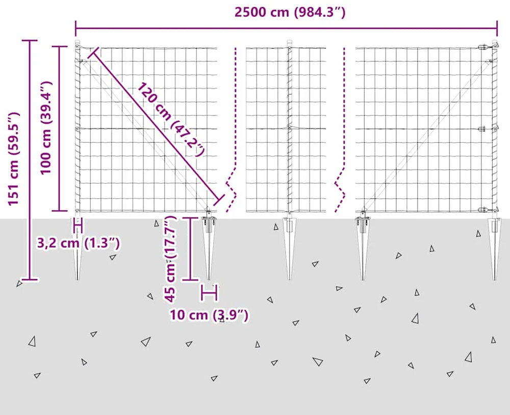 Euro tvora su smeigėmis 25 x 1 m PVC dengtas plienas Žalia