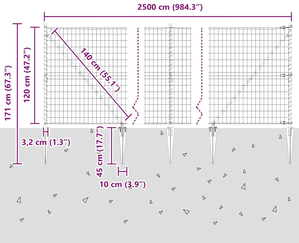 Euro tvora su smeigėmis 25 x 1,2 m PVC dengtas plienas Žalia