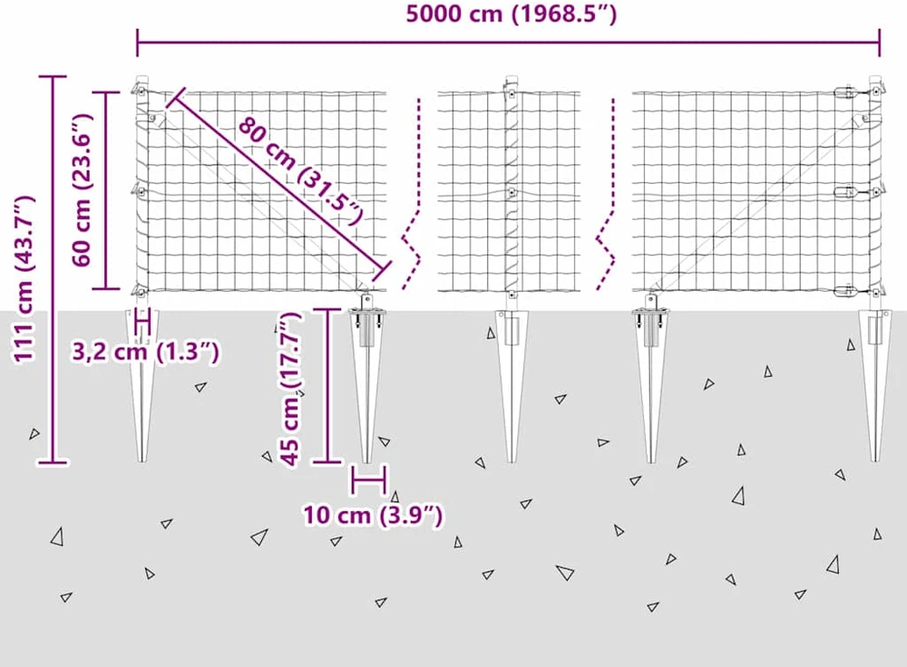 Euro tvora su smeigėmis 50 x 0,6 m PVC dengtas plienas Pilka