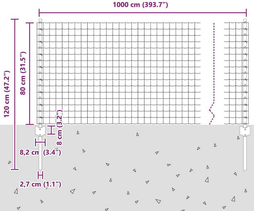 Euro tvoros su stulpu 10 x 0,8 m Galvanizuotas plienas