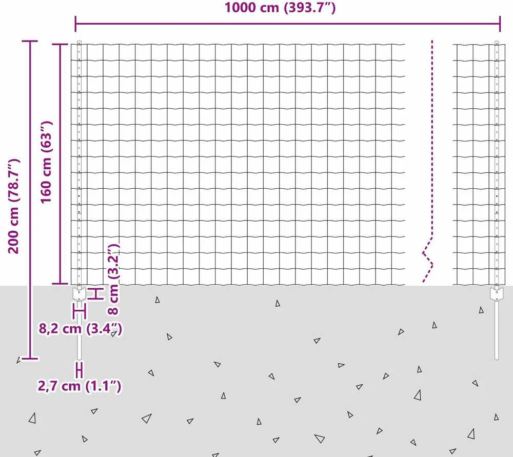 Euro tvoros su stulpu 10 x 1,6 m Galvanizuotas plienas