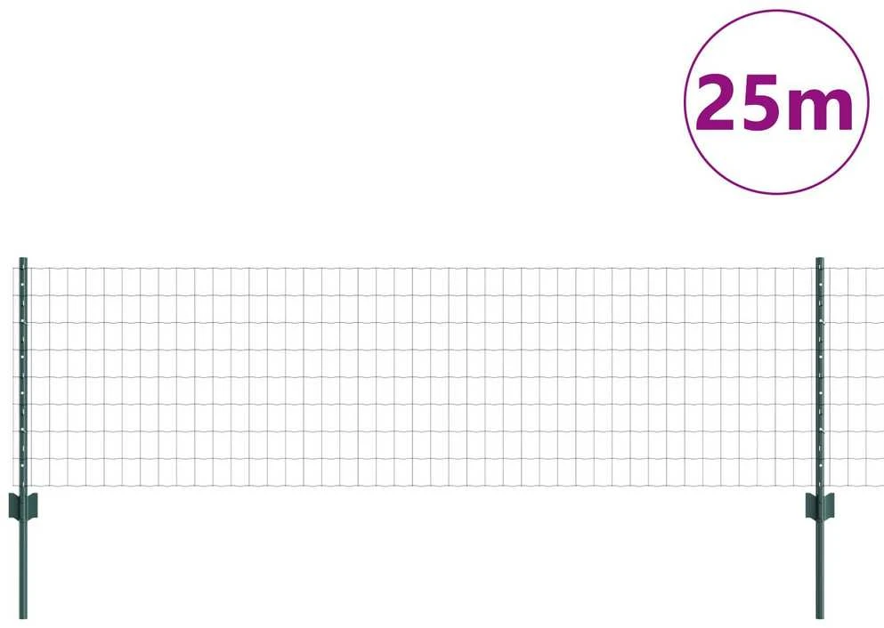 Euro tvoros su stulpu 25 x 0,6 m PVC dengtas plienas Žalia