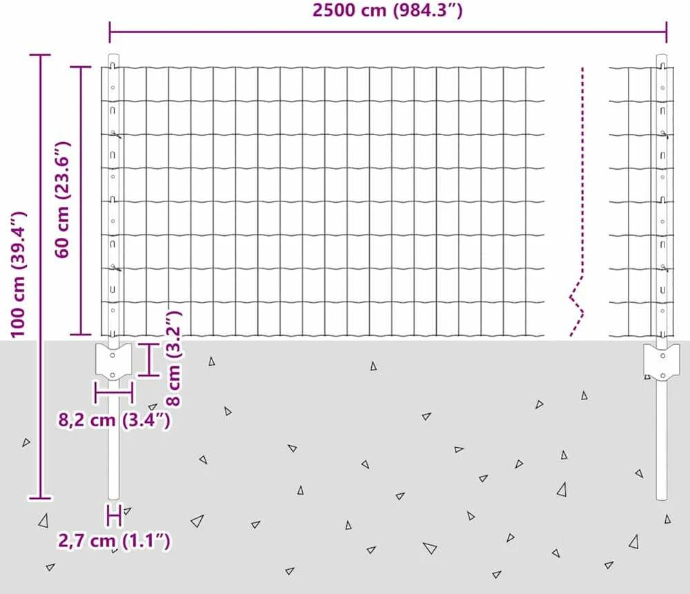 Euro tvoros su stulpu 25 x 0,6 m PVC dengtas plienas Žalia