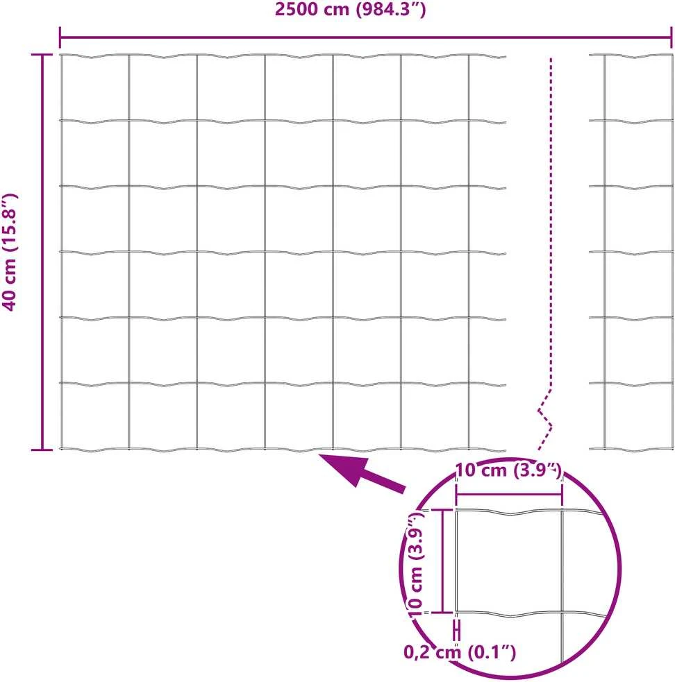 Euro tvoros su stulpu 25 x 0,4 m Galvanizuotas plienas