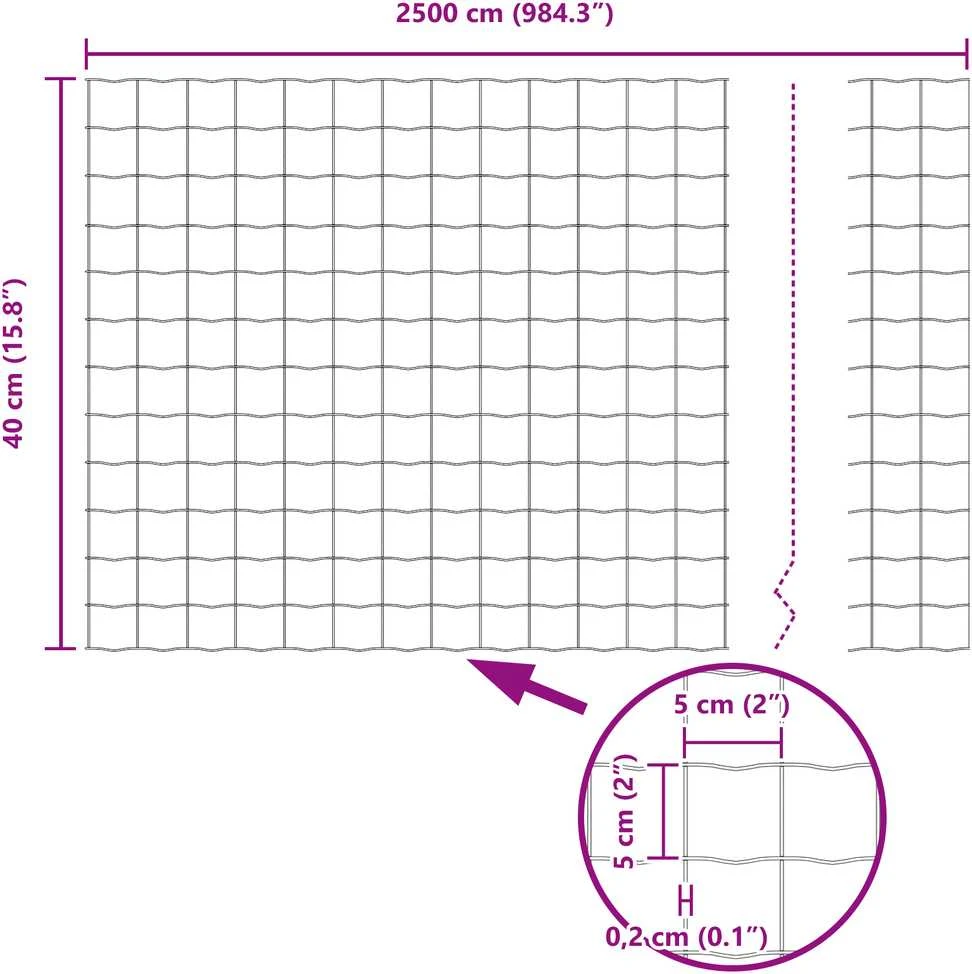 Euro tvoros su stulpu 25 x 0,4 m Galvanizuotas plienas