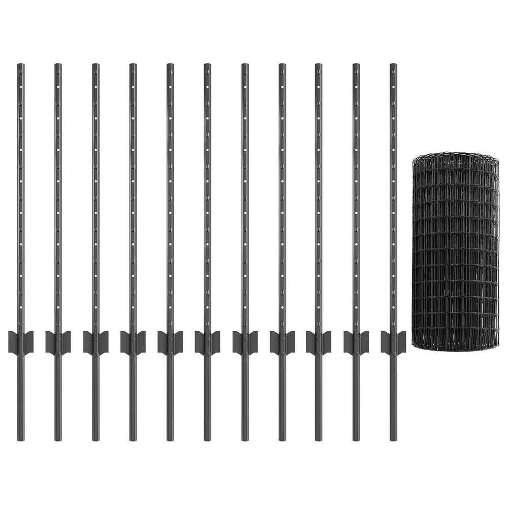 Euro tvoros su stulpu 25 x 0,8 m PVC dengtas plienas Pilka