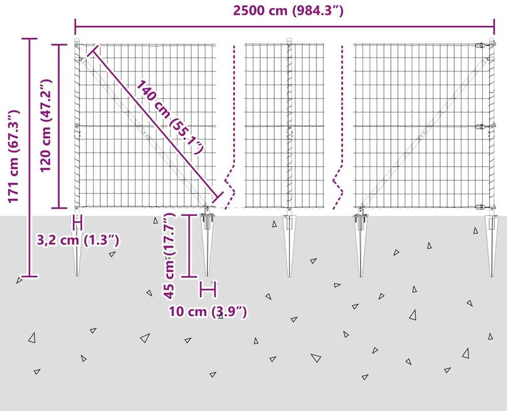 Euro tvora su smeigėmis 25 x 1,2 m PVC dengtas plienas Žalia