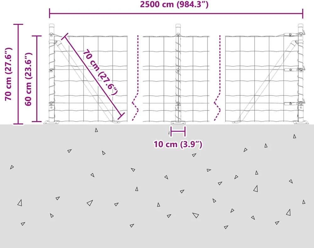 Eurų tvora su betono baze 25 x 0,6 m PVC dengtas plienas Žalia