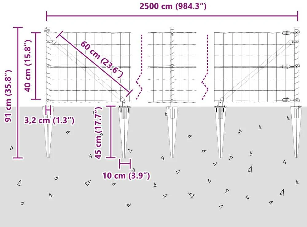 Euro tvora su smeigėmis 25 x 0,4 m PVC dengtas plienas Žalia