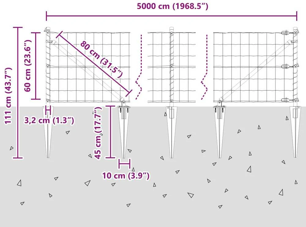 Euro tvora su smeigėmis 50 x 0,6 m PVC dengtas plienas Žalia