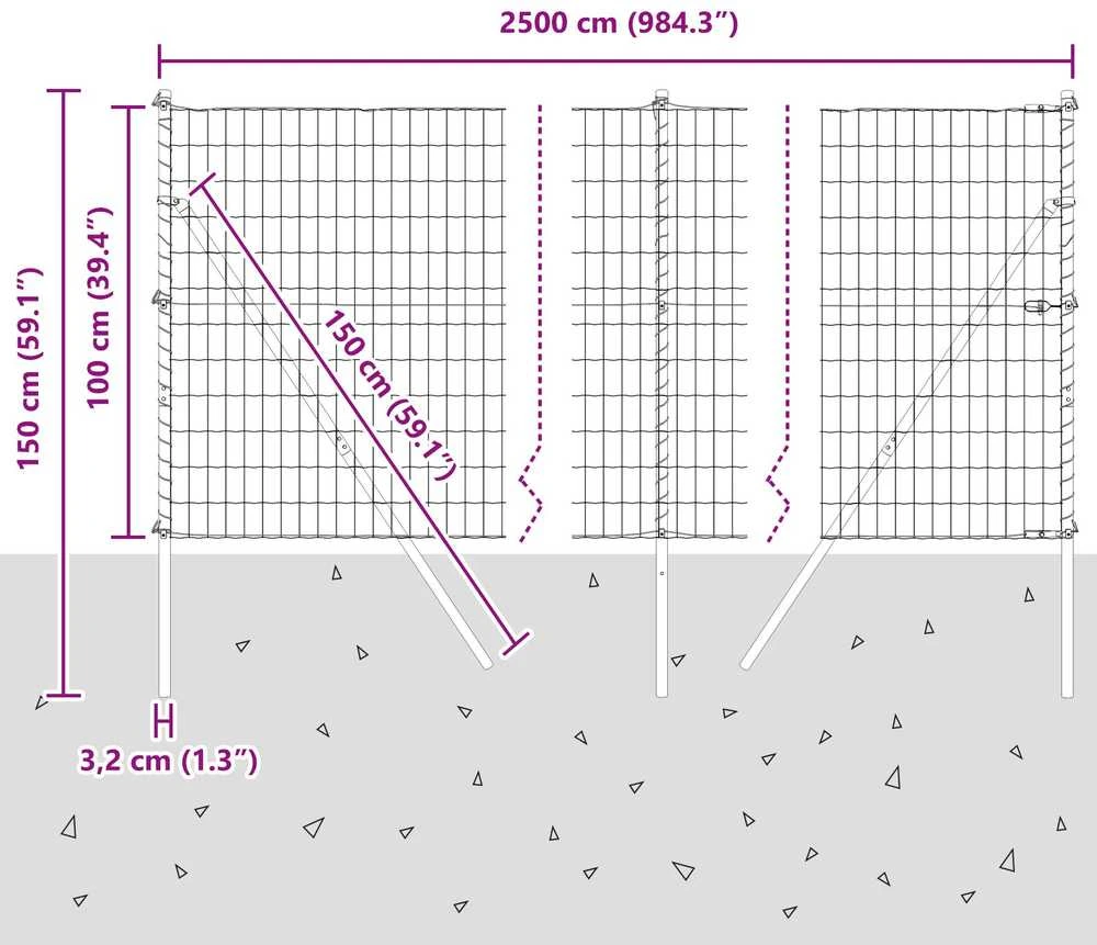 Euro tvoros žemės tvirtinimas 25 x 1 m PVC dengtas plienas