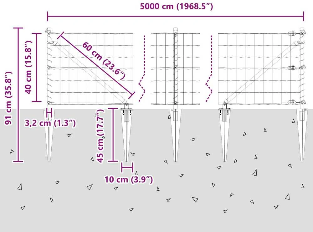 Euro tvora su smeigėmis 50 x 0,4 m PVC dengtas plienas Žalia