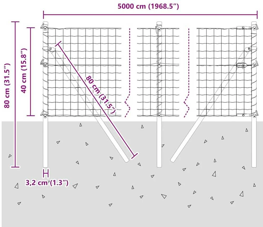 Lauko Euro tvoros gruntinis tvirtinimas 50 x 0,4 m Sidabrinė