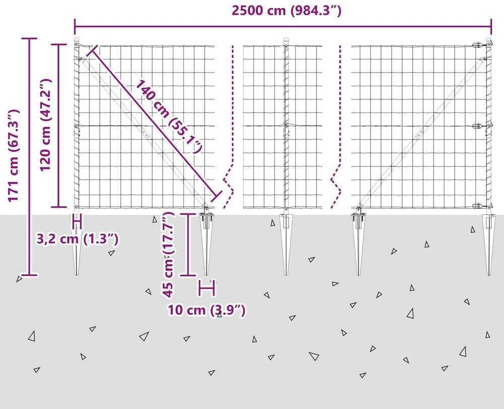 Euro tvora su smeigėmis 25 x 1,2 m PVC dengtas plienas Pilka
