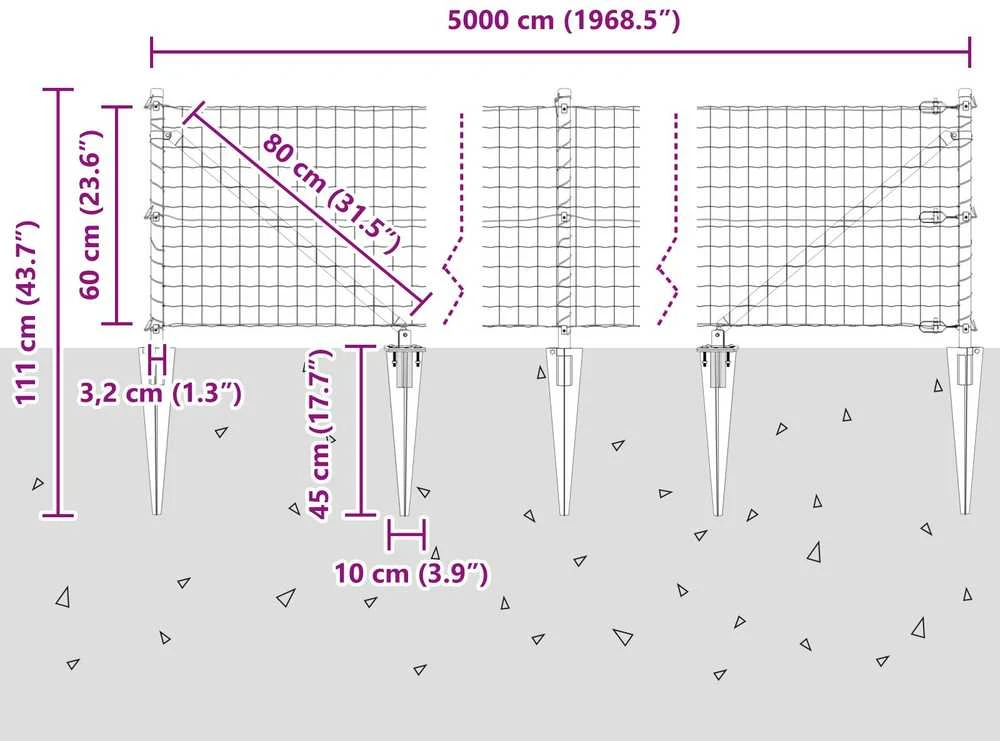Euro tvora su smeigėmis 50 x 0,6 m PVC dengtas plienas Žalia