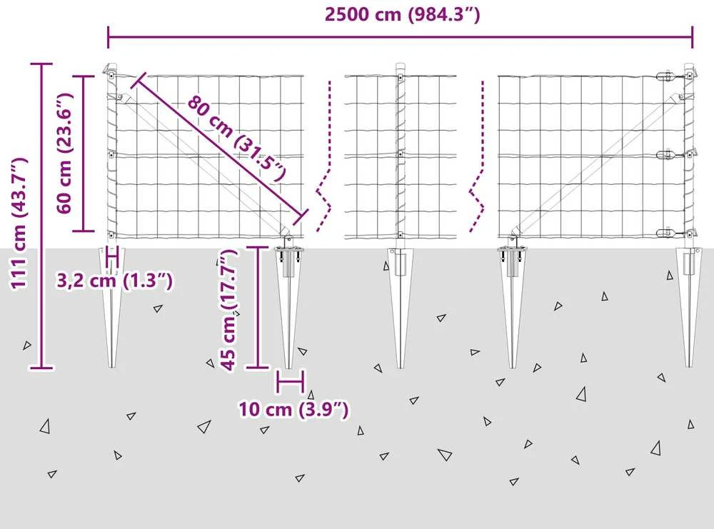 Euro tvora su smeigėmis 25 x 0,6 m PVC dengtas plienas Žalia