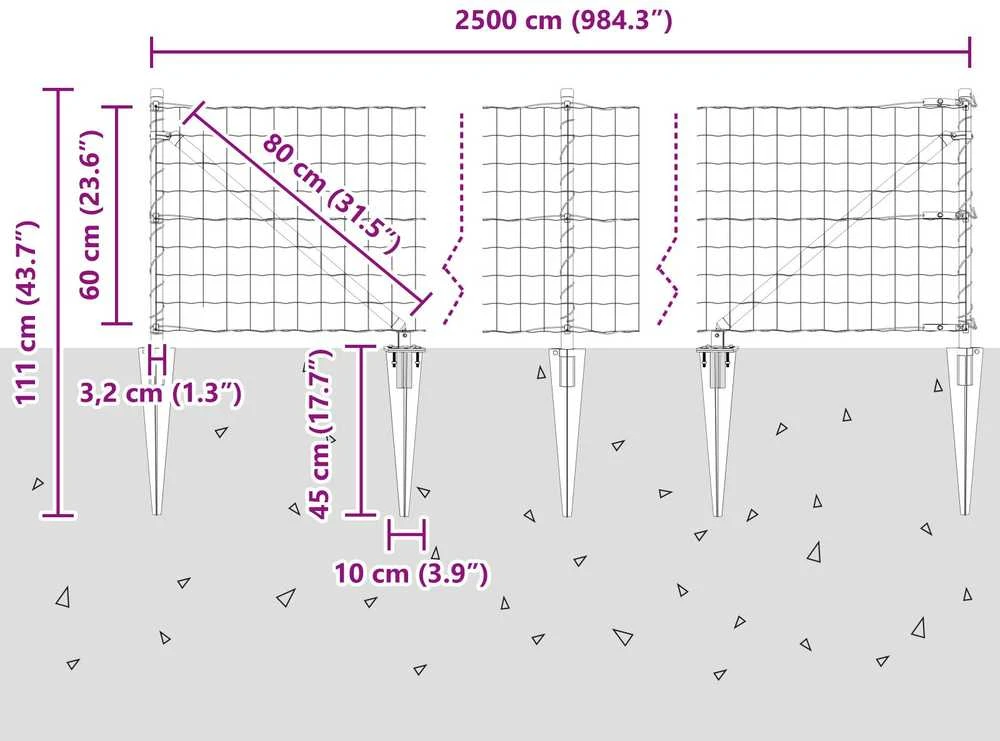 Euro tvora su smeigėmis 25 x 0,6 m PVC dengtas plienas Žalia
