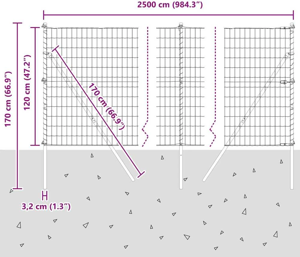 Euro tvoros žemės tvirtinimas 25 x 1,2 m PVC dengtas plienas