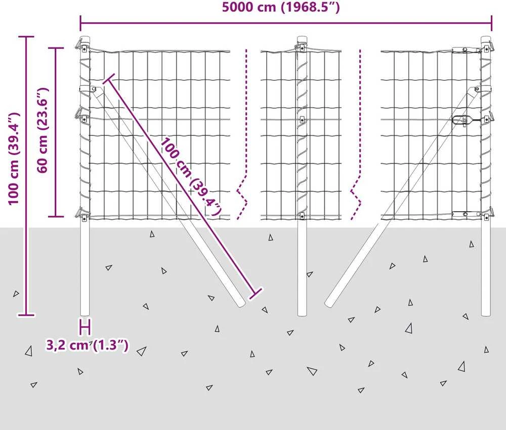 Euro tvoros žemės tvirtinimas 50 x 0,6 m PVC dengtas plienas